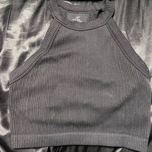 Aerie black Ribbed Sleeveless Crop Top
